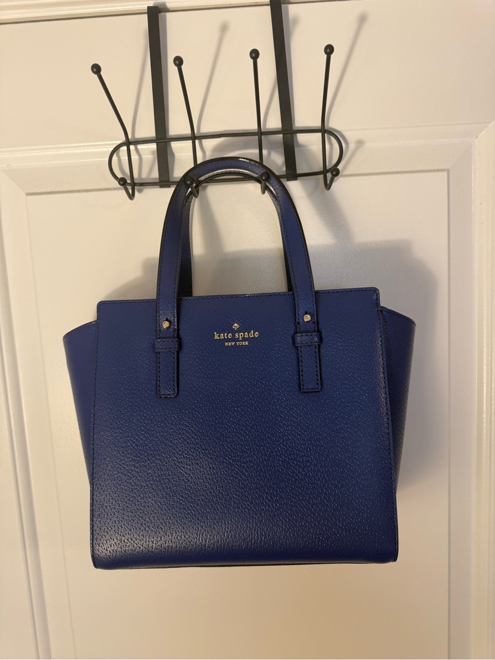 kate spade Blue Pebbled Leather Satchel with Gold Logo